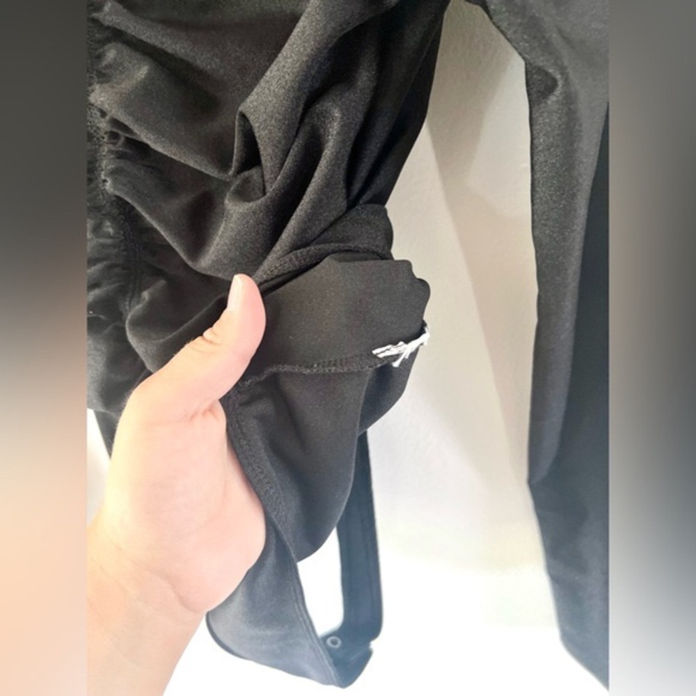 Good American Disco Ruched Funnel Long Sleeve Black Thong Bodysuit Size Large - Picture 5 of 7